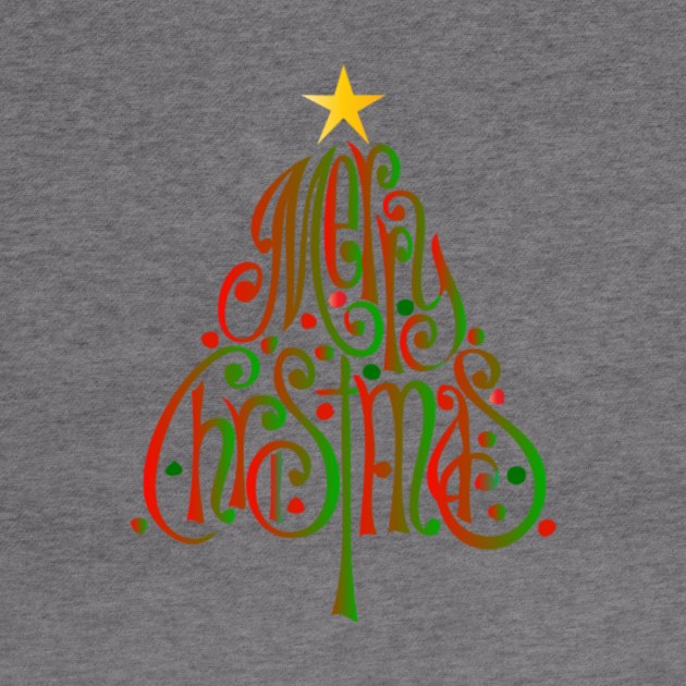 Merry Christmas Word Tree by LefTEE Designs